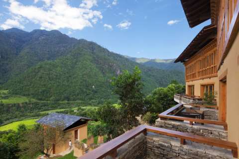 Uma Punakha -Accommodation - View from Valley View Room Terrace